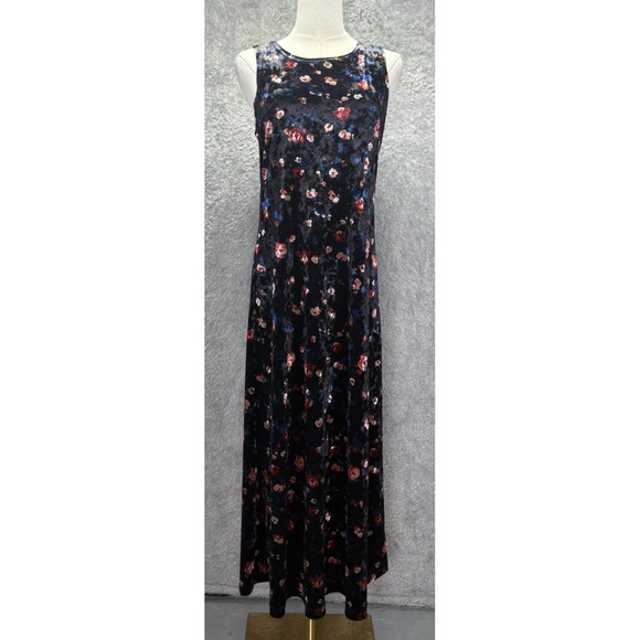 NATURAL LIFE Dresses & Skirts - Natural Life Womens M Black Velvet Floral Maxi Dress Boho Whimsigoth Y2K